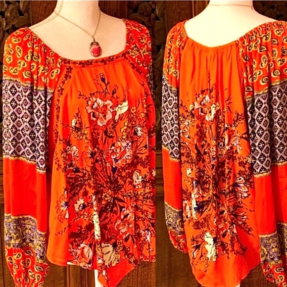 πΊπHPππΊ NWT Free People Positano Floral Print Blouse - Picture 13 of 16